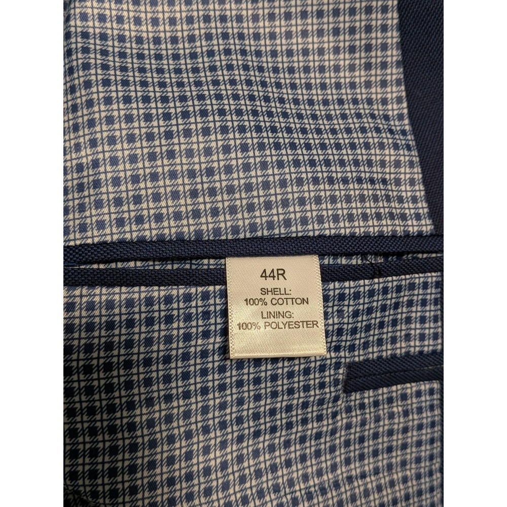 New With Tag Saddlebred Men's Indigo Blue 100% Cotton Blazer Sport Coat Size 44R - Picture 4 of 9